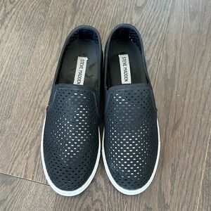 Steve Madden Black Perforated Slip-On Loafers Size 10